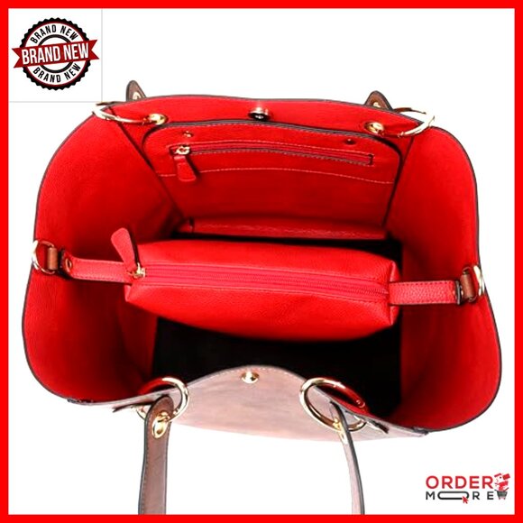 Large Work Tote Bag with Crossbody Strap, Waterproof Vegan Leather, 25L Capacity - Picture 5 of 6